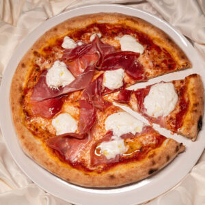 Preparat Pizza prosciutto cu burrata