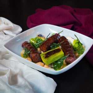 Preparat Cârnați rustici cu fasole și praz aromat